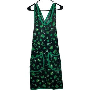 Apron Irish St. Patrick w/ Pockets  Pipes, Hats, Horseshoe, 4 Leaf Clover Unique
